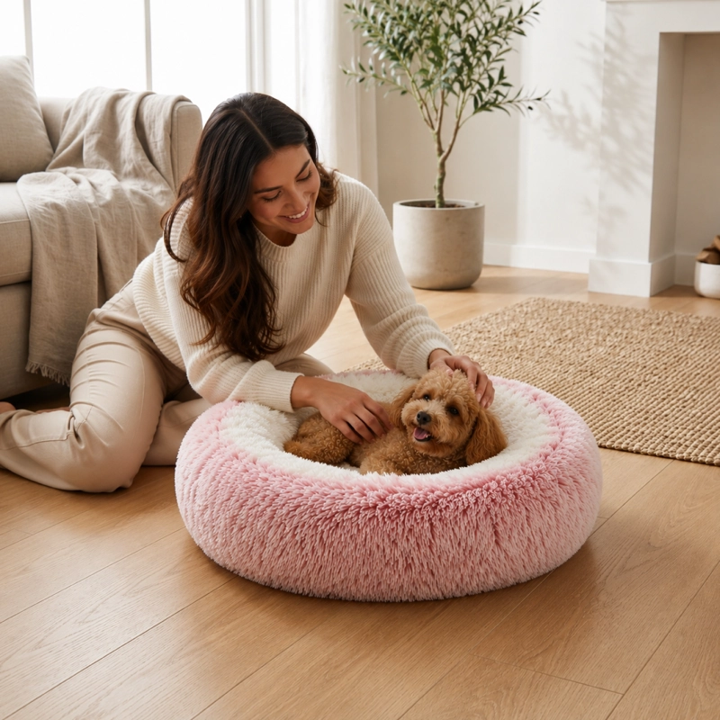 CAMA NIDO  ANTIESTRES  REDONDA PARA PERRO Y GATO 48CM - 5
