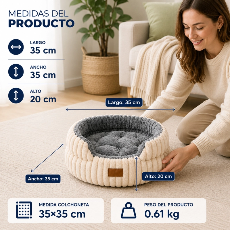 CAMA ANTIESTRES ERGONOMICA ANTIDESLIZANTE MASCOTAS 35CM - 3