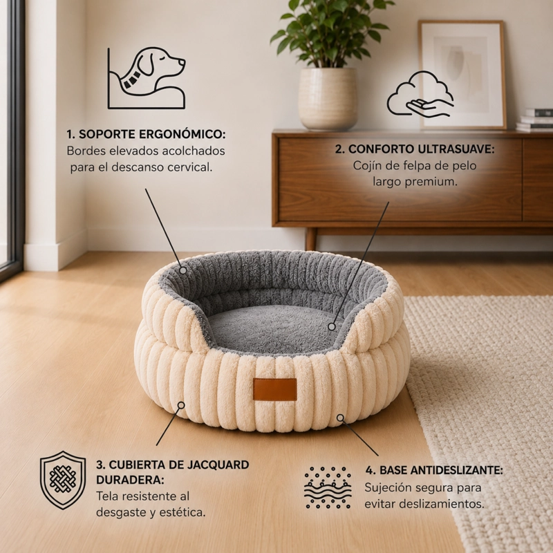 CAMA ANTIESTRES ERGONOMICA ANTIDESLIZANTE MASCOTAS 35CM - 4