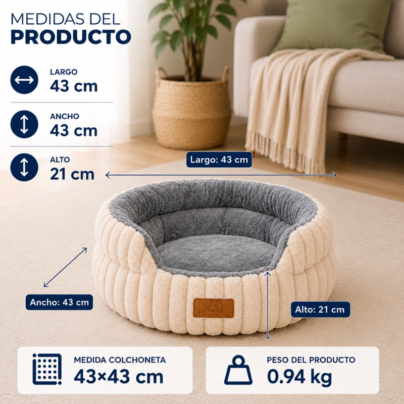 CAMA ANTIESTRES ERGONOMICA ANTIDESLIZANTE MASCOTAS 43CM - 3