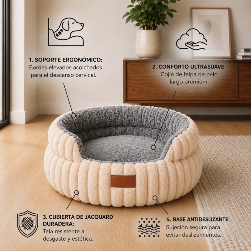 CAMA ANTIESTRES ERGONOMICA ANTIDESLIZANTE MASCOTAS 43CM - 4