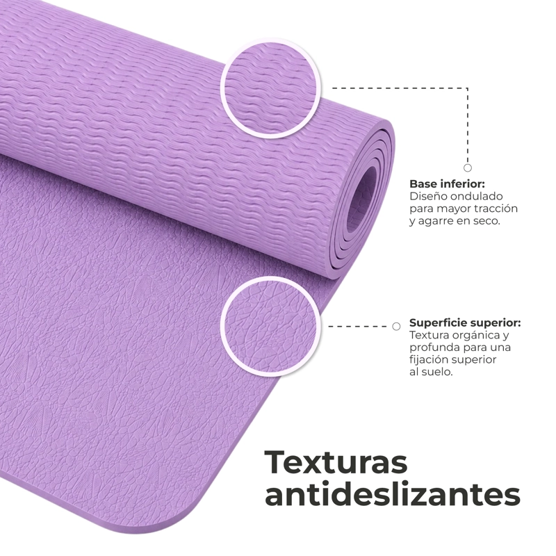 MAT YOGA TPE 6MM COLCHONETA DEPORTIVA ANTIDESLIZANTE LILA - 6
