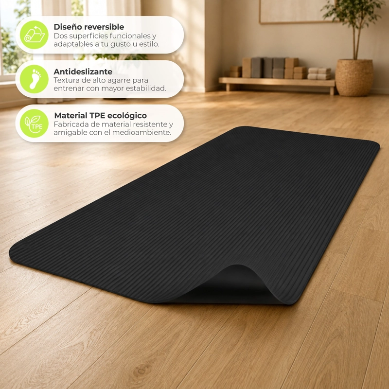 MAT YOGA COLCHONETA 10 MM + BOLSO Y CORREA NEGRO - 4