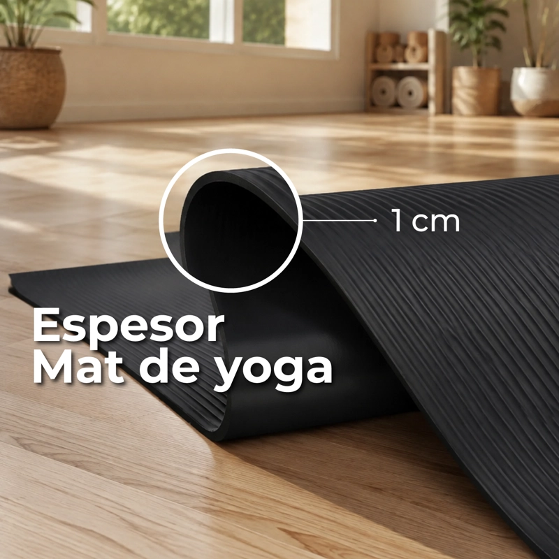 MAT YOGA COLCHONETA 10 MM + BOLSO Y CORREA NEGRO - 6