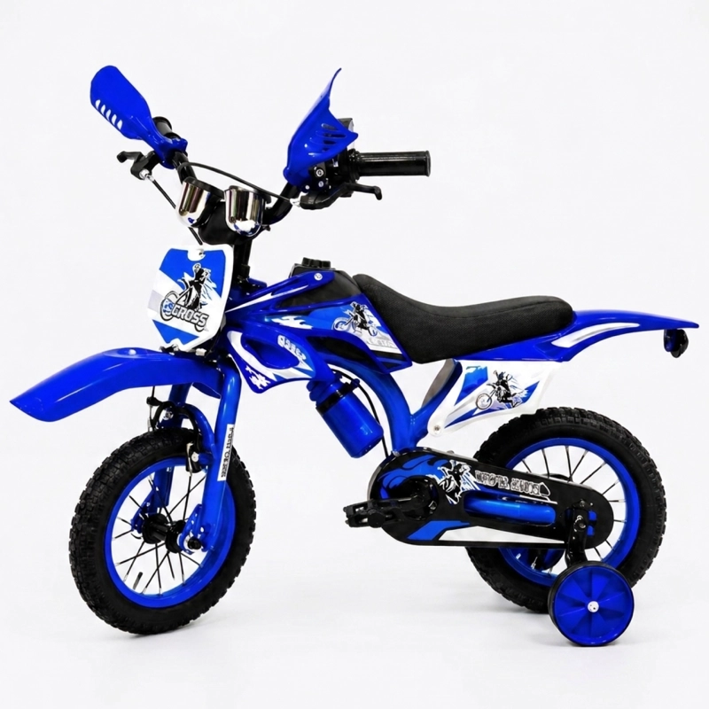 BICICLETA ARO12 BICIMOTO CON RUEDAS ESTABILIZADORAS INFANTIL AZUL - 1