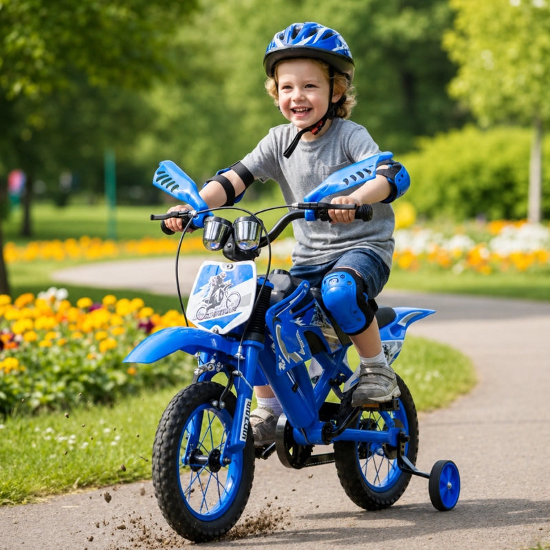 BICICLETA ARO12 BICIMOTO CON RUEDAS ESTABILIZADORAS INFANTIL AZUL - 2