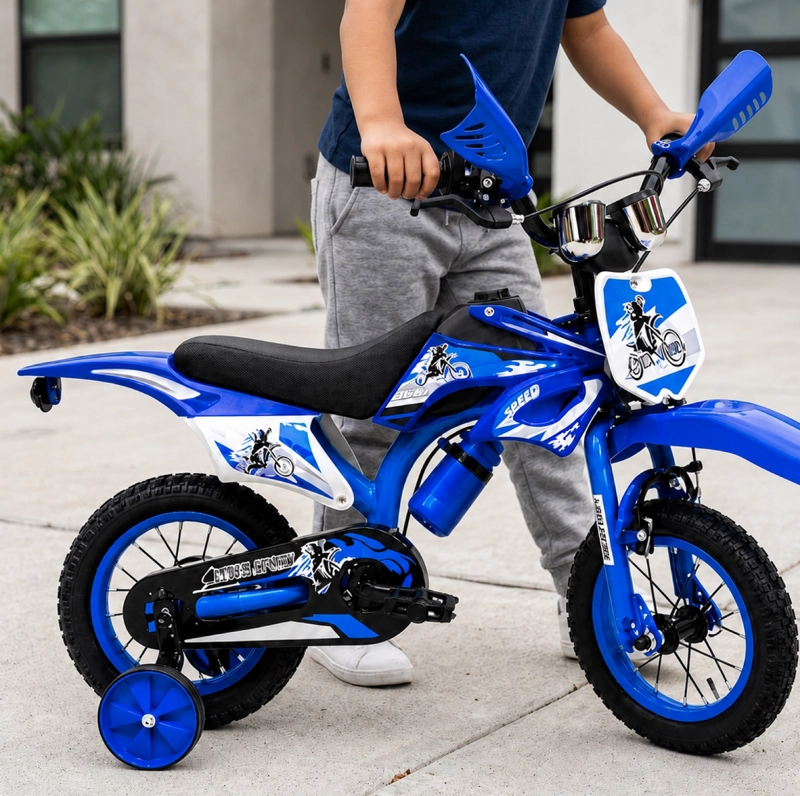 BICICLETA ARO12 BICIMOTO CON RUEDAS ESTABILIZADORAS INFANTIL AZUL - 5