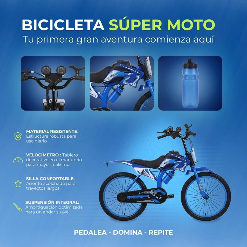 BICICLETA INFANTIL NIÑO DEPORTIVA MTB TODO TERRENO AZUL ARO 20 - 4