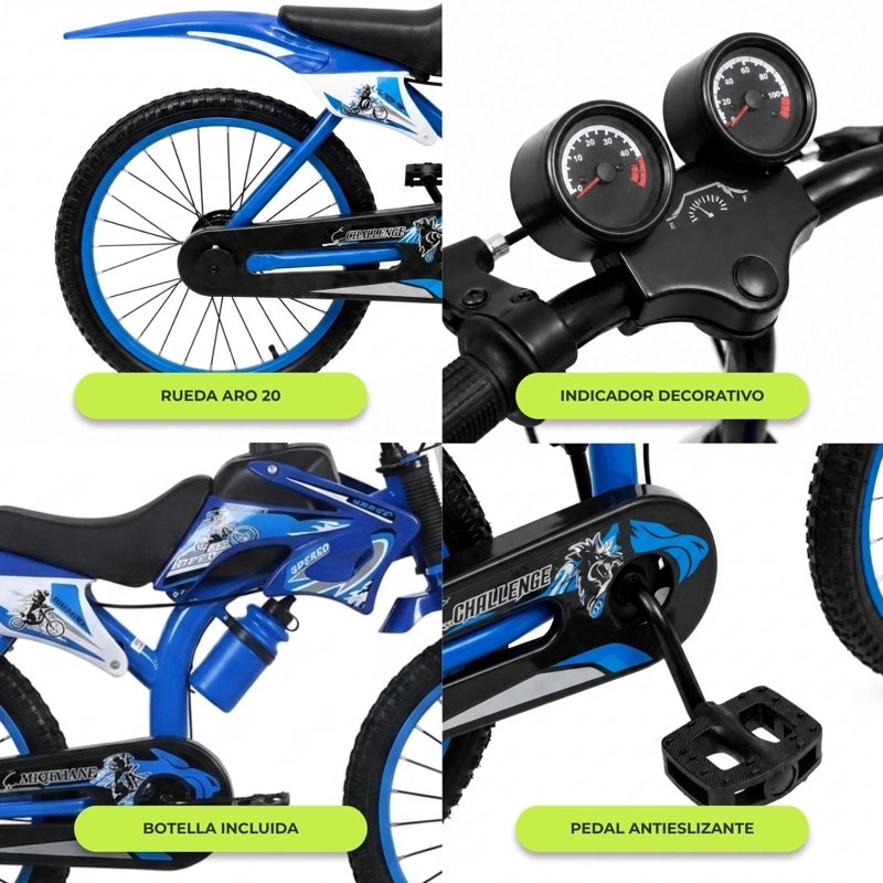 BICICLETA INFANTIL NIÑO DEPORTIVA MTB TODO TERRENO AZUL ARO 20 - 6