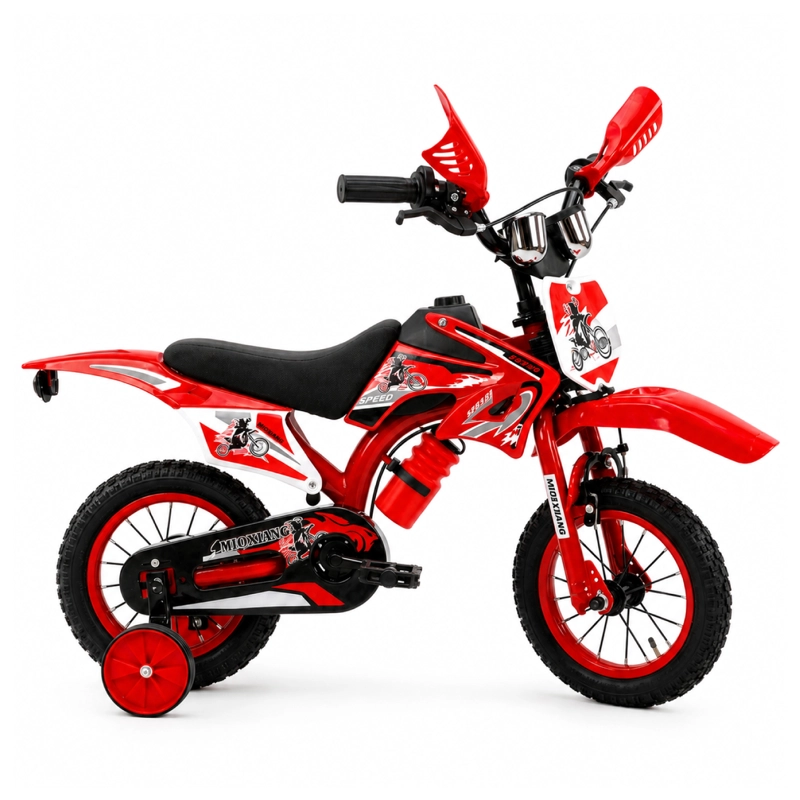 BICICLETA ARO12 BICIMOTO CON RUEDAS ESTABILIZADORAS INFANTIL ROJA - 1