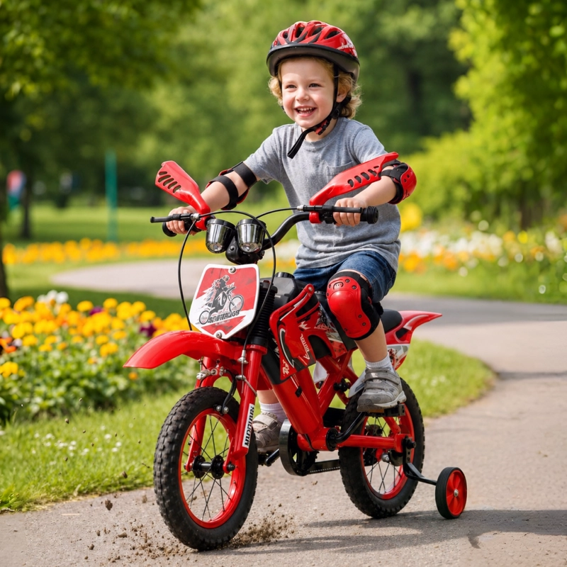 BICICLETA ARO12 BICIMOTO CON RUEDAS ESTABILIZADORAS INFANTIL ROJA - 2
