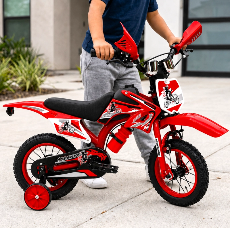 BICICLETA ARO12 BICIMOTO CON RUEDAS ESTABILIZADORAS INFANTIL ROJA - 5