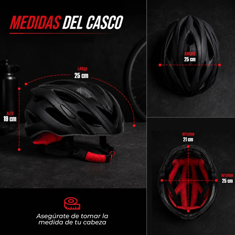 CASCO AJUSTABLE  BICICLETA 25 CM RUTA LIVIANO - 3