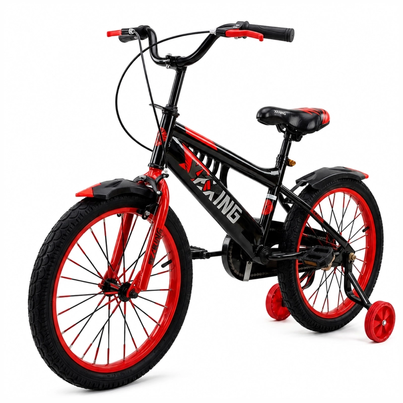 BICICLETA  BMX ARO 20' NEGRA/ROJA CON RUEDITAS DE APOYO - 1
