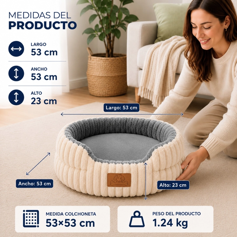 CAMA ANTIESTRES ERGONOMICA ANTIDESLIZANTE MASCOTAS 53CM - 3