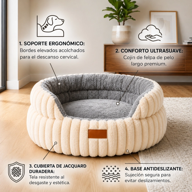 CAMA ANTIESTRES ERGONOMICA ANTIDESLIZANTE MASCOTAS 67 CM - 4