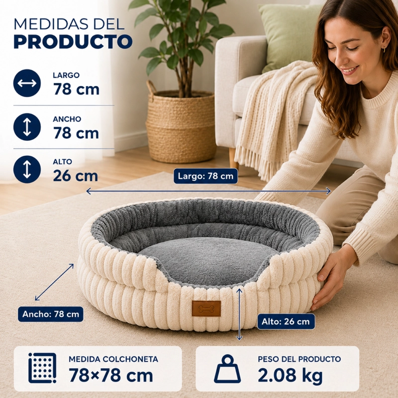 CAMA ANTIESTRES ERGONOMICA ANTIDESLIZANTE MASCOTAS 78 CM - 3
