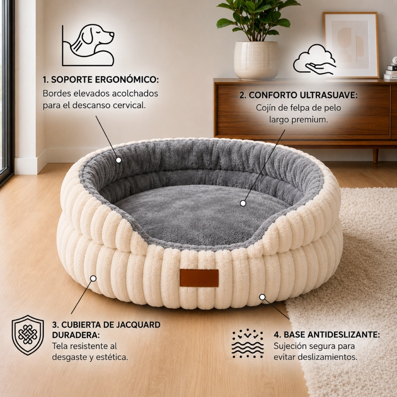 CAMA ANTIESTRES ERGONOMICA ANTIDESLIZANTE MASCOTAS 78 CM - 4