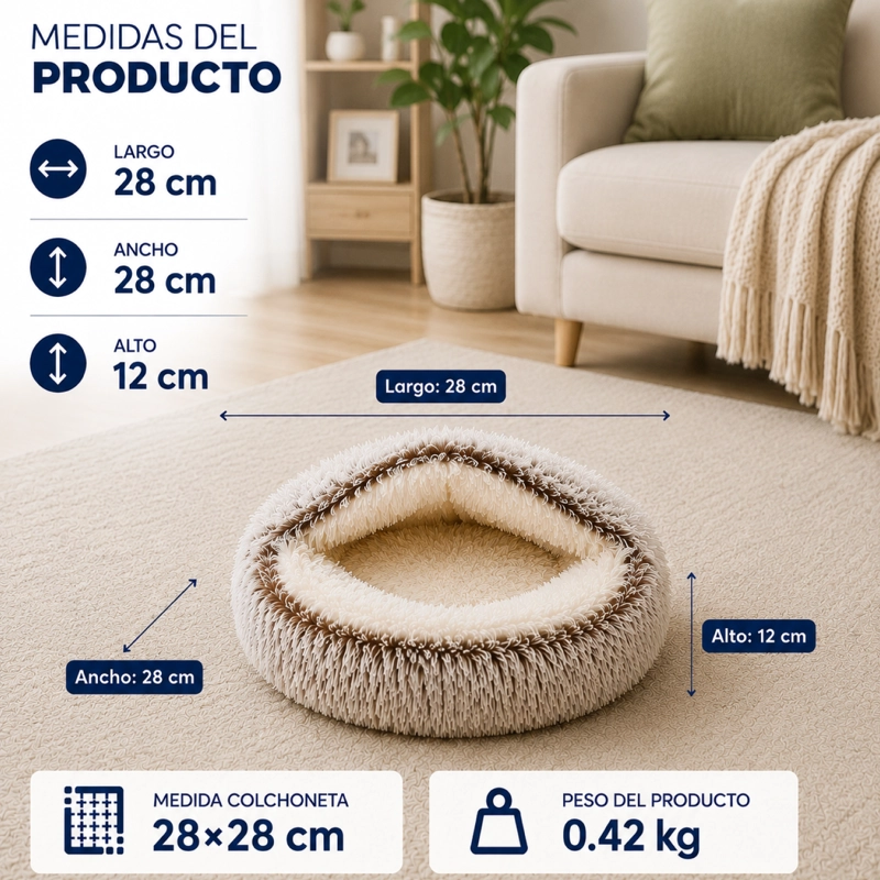 CAMA IGLU CUEVA CALIDA ANTIDESLIZANTE MASCOTAS 28CM - 3