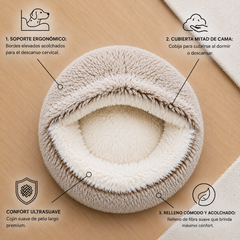 CAMA IGLU CUEVA CALIDA ANTIDESLIZANTE MASCOTAS 28CM - 4