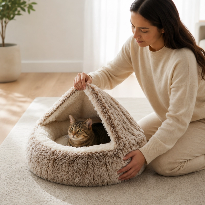 CAMA IGLU  CUEVA  CALIDA ANTIDESLIZANTE MASCOTAS 58CM - 5
