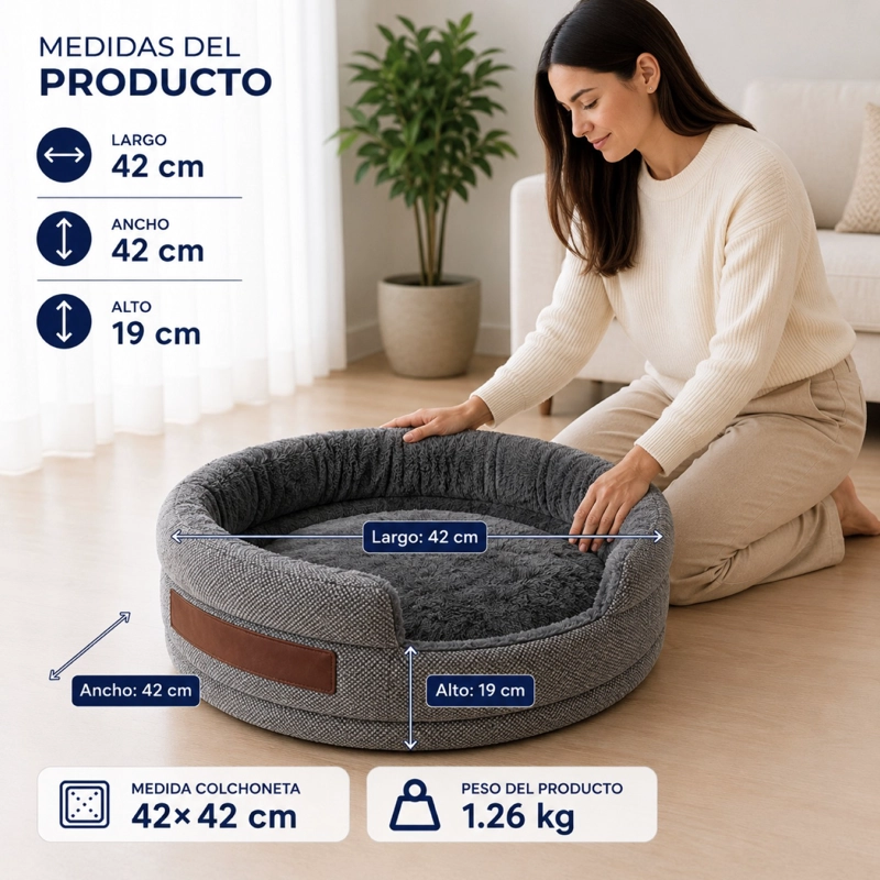CAMA CUNA MASCOTAS CONFORT 42CM ULTRA SUAVE ANTIDESLIZANTE - 3