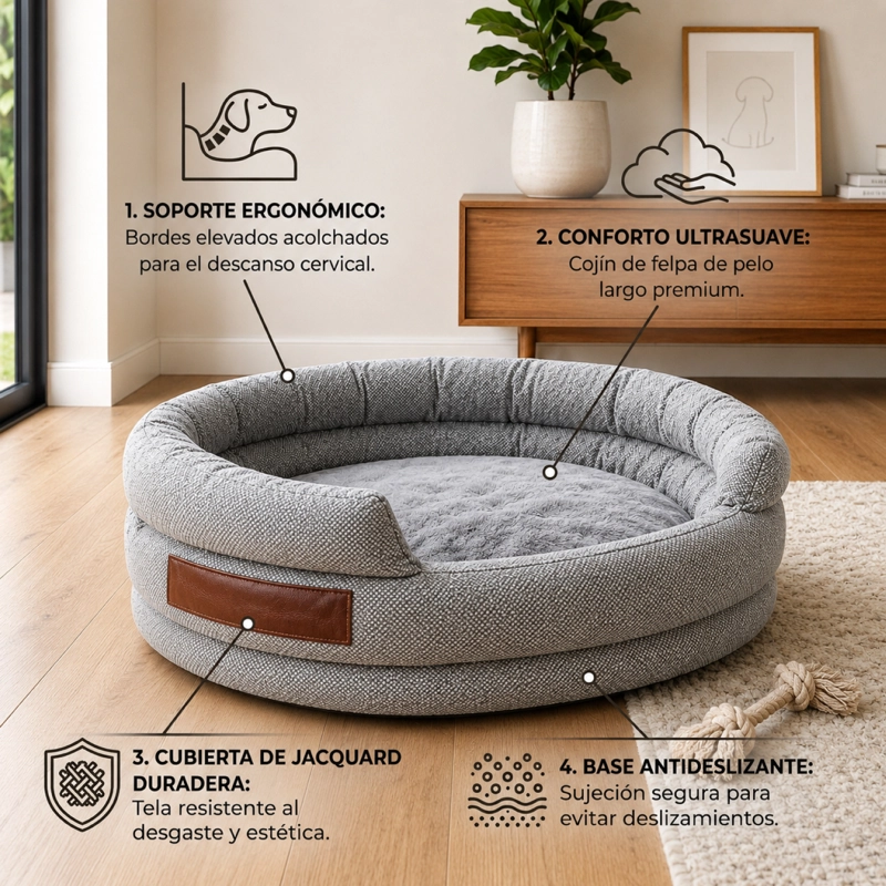 CAMA CUNA MASCOTAS CONFORT 42CM ULTRA SUAVE ANTIDESLIZANTE - 4