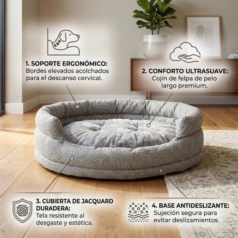 CAMA MASCOTAS 70CM CONFORT CERVICAL BASE ANTIDESLIZANTE - 4