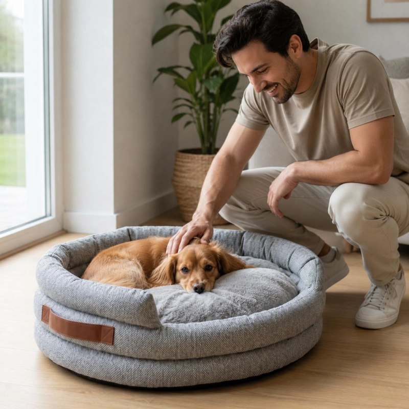 CAMA MASCOTAS 90CM SUAVE PERRO GATO SEGURIDAD ANTIDESLIZANTE - 2
