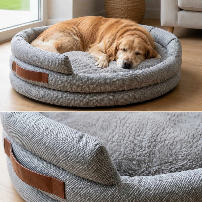 CAMA MASCOTAS 90CM SUAVE PERRO GATO SEGURIDAD ANTIDESLIZANTE - 5