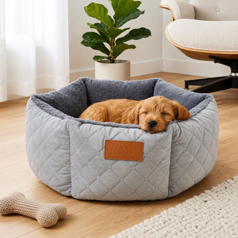 CAMA MASCOTAS 35CM JACQUARD PREMIUM ACOLCHADA PERRO GATO - 2