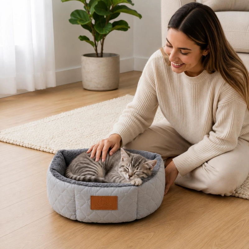 CAMA MASCOTAS 35CM JACQUARD PREMIUM ACOLCHADA PERRO GATO - 5