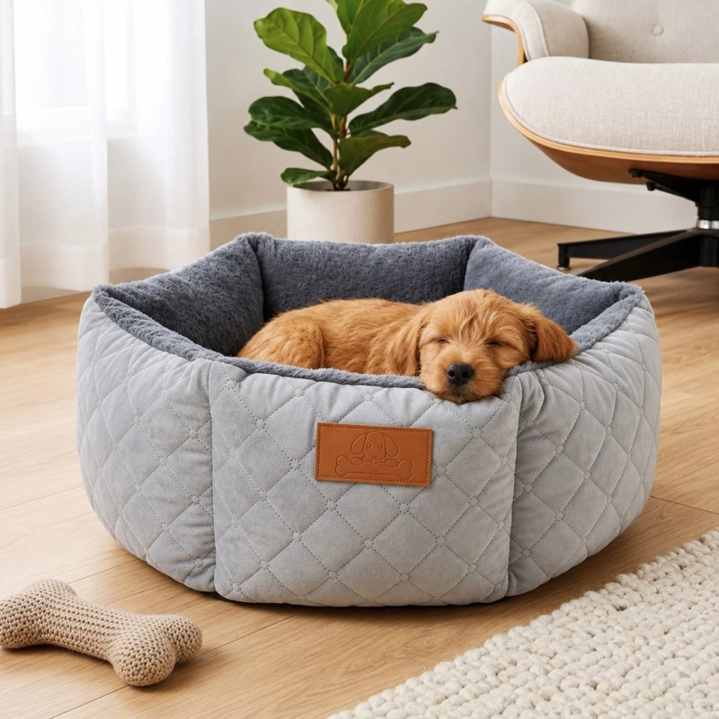 CAMA MASCOTAS 50CM JACQUARD PREMIUM ACOLCHADA PERRO GATO - 2