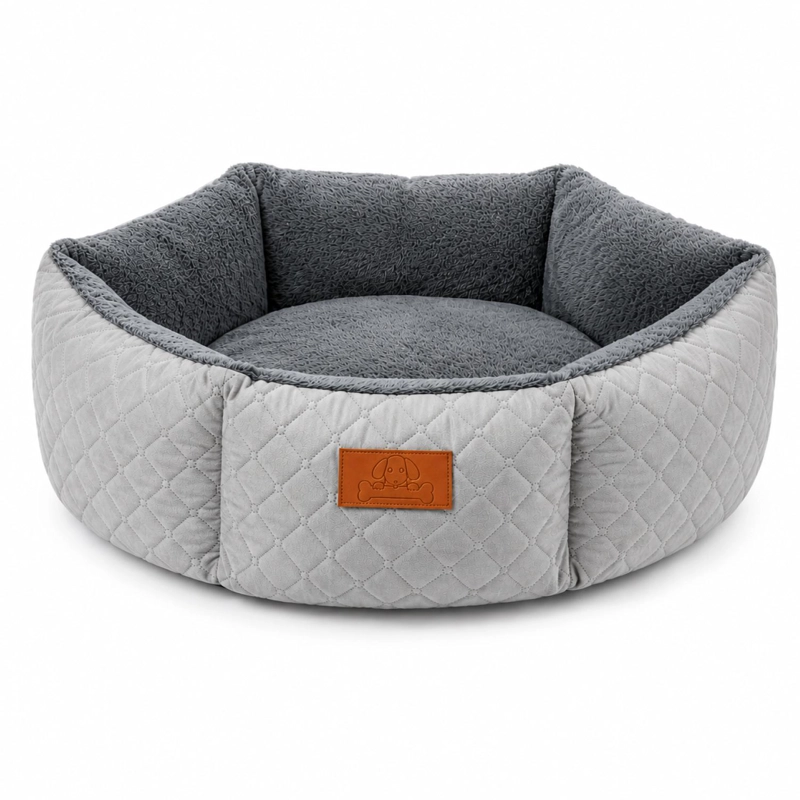 CAMA MASCOTAS 80CM JACQUARD PREMIUM ACOLCHADA PERRO GATO - 1