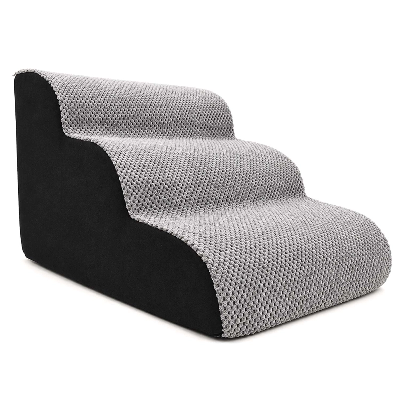 ESCALERA RAMPA PARA MASCOTAS MUNDO ONLINE 3 ESCALONES FUNDA LAVABLE NEGRO - 1