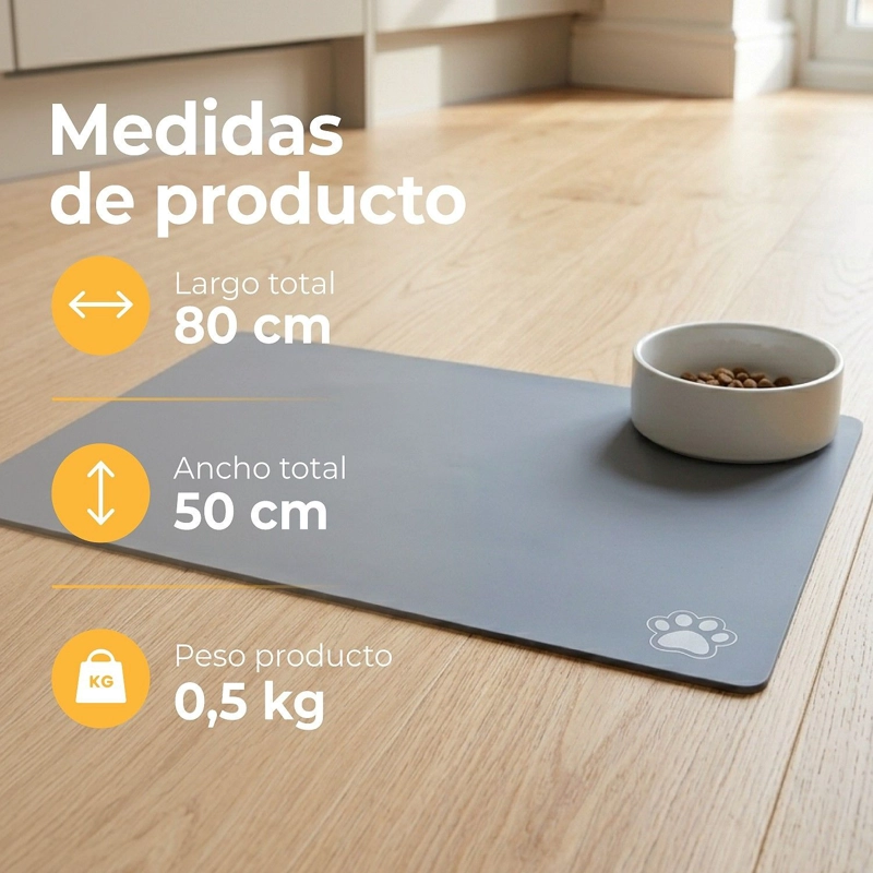 TAPETE ABSORBENTE ANTIDESLIZANTE PARA MASCOTAS MUNDO ONLINE GRIS 80X50 CM - 3