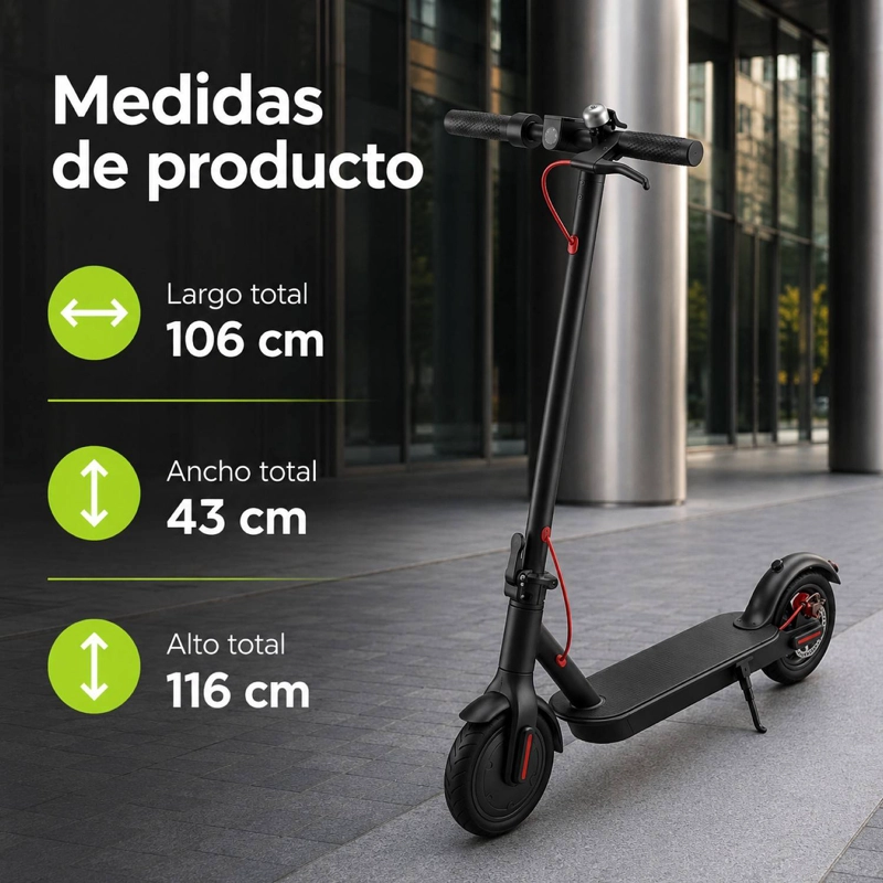 SCOOTER ELECTRICO PLEGABLE PANTALLA DIGITAL BLUETOOTH MUNDO ONLINE NEGRO - 2