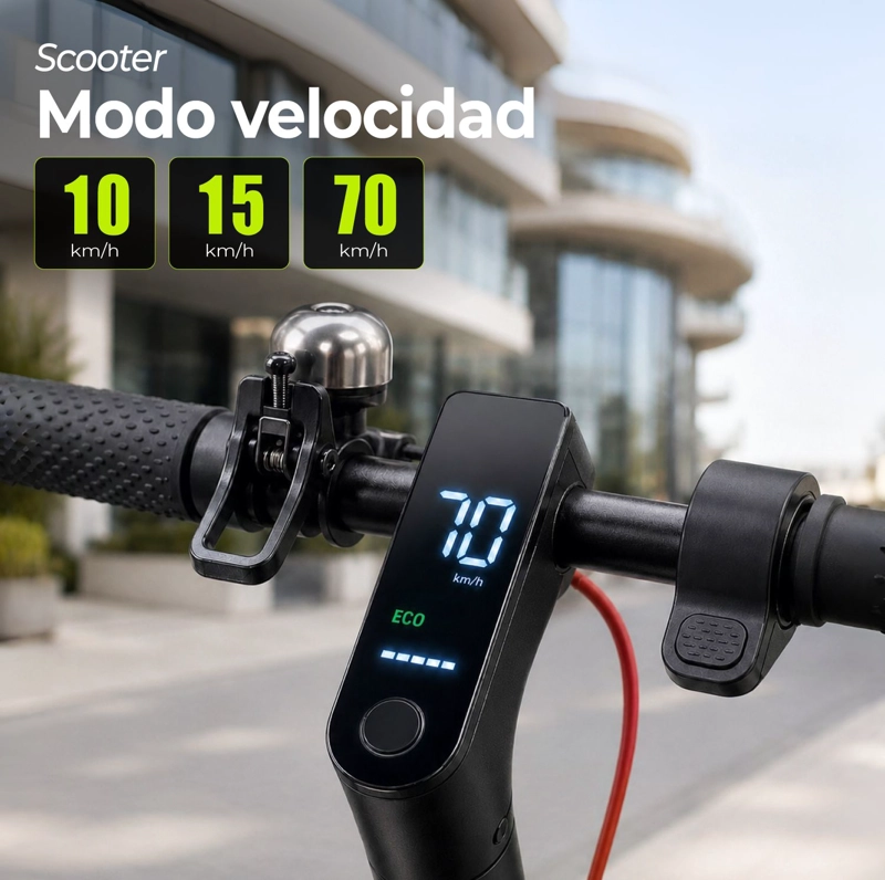 SCOOTER ELECTRICO PLEGABLE PANTALLA DIGITAL BLUETOOTH MUNDO ONLINE NEGRO - 4