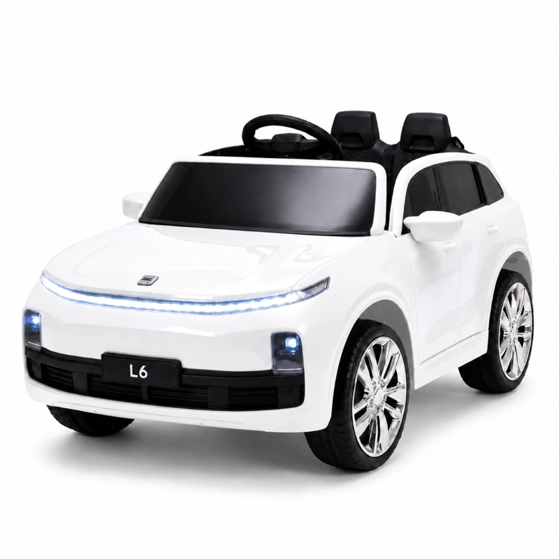 AUTO ELECTRICO INFANTIL DOBLE ASIENTO + CONTROL MUSICA LED BLANCO - 1