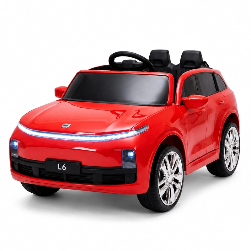 AUTO ELECTRICO INFANTIL DOBLE ASIENTO + CONTROL MUSICA LED ROJO - 1