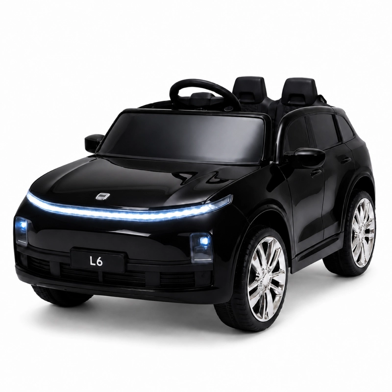 AUTO ELECTRICO INFANTIL DOBLE ASIENTO + CONTROL MUSICA LED NEGRO - 1