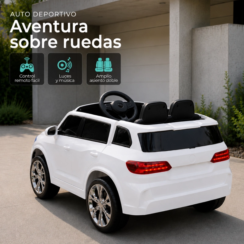 AUTO ELECTRICO INFANTIL SUV DOBLE ASIENTO CONTROL MUSICA LED - 4