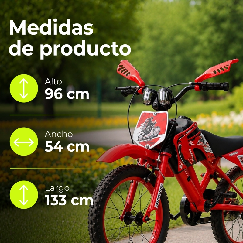 BICICLETA INFANTIL ARO 20 MOTOCROSS DEPORTIVA ROJA - 3