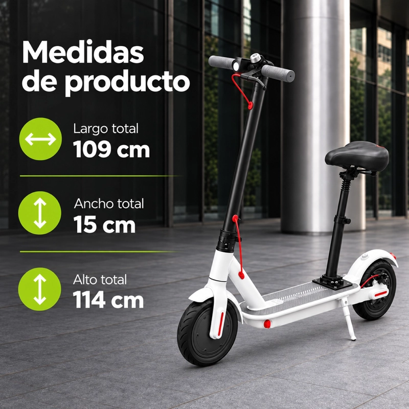 SCOOTER ELE CTRICO CON ASIENTO Y LUZ FRONTAL 25 KM/H BLUETOOTH - 3