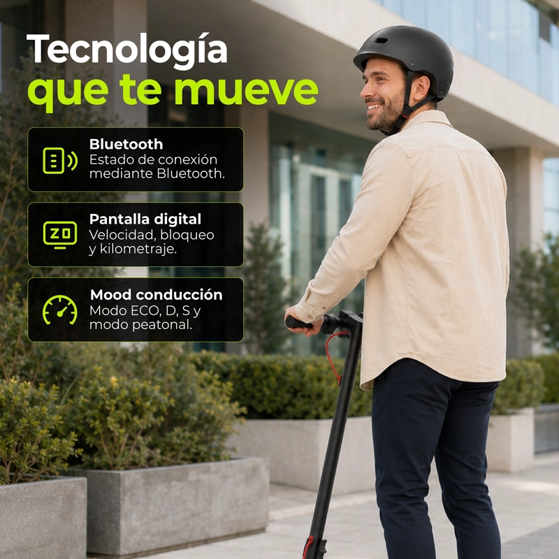 SCOOTER ELE CTRICO CON ASIENTO Y LUZ FRONTAL 25 KM/H BLUETOOTH - 4