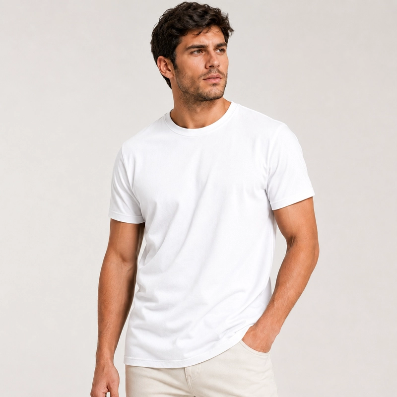 POLERA MANGA CORTA HOMBRE 100% ALGODON CUELLO REDONDO CLASICA PREMIUM - 1