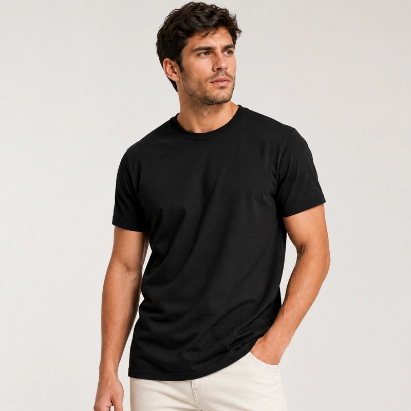 POLERA MANGA CORTA ALGODON CUELLO REDONDO CLASICA HOMBRE PREMIUM - 1