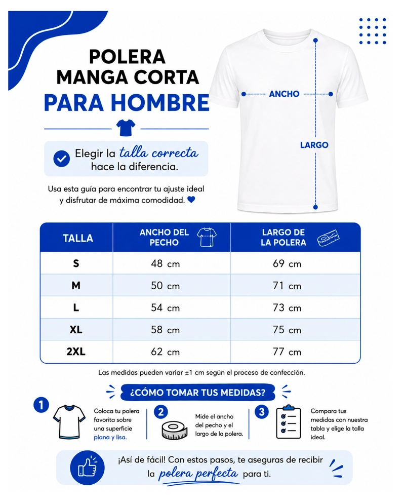 POLERA MANGA CORTA ALGODON CUELLO REDONDO CLASICA HOMBRE PREMIUM - 2