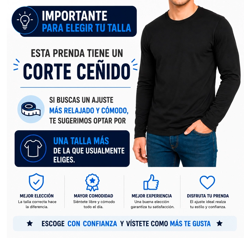 POLERA MANGA LARGA ALGODON CUELLO REDONDO CLASICA HOMBRE PREMIUM - 3