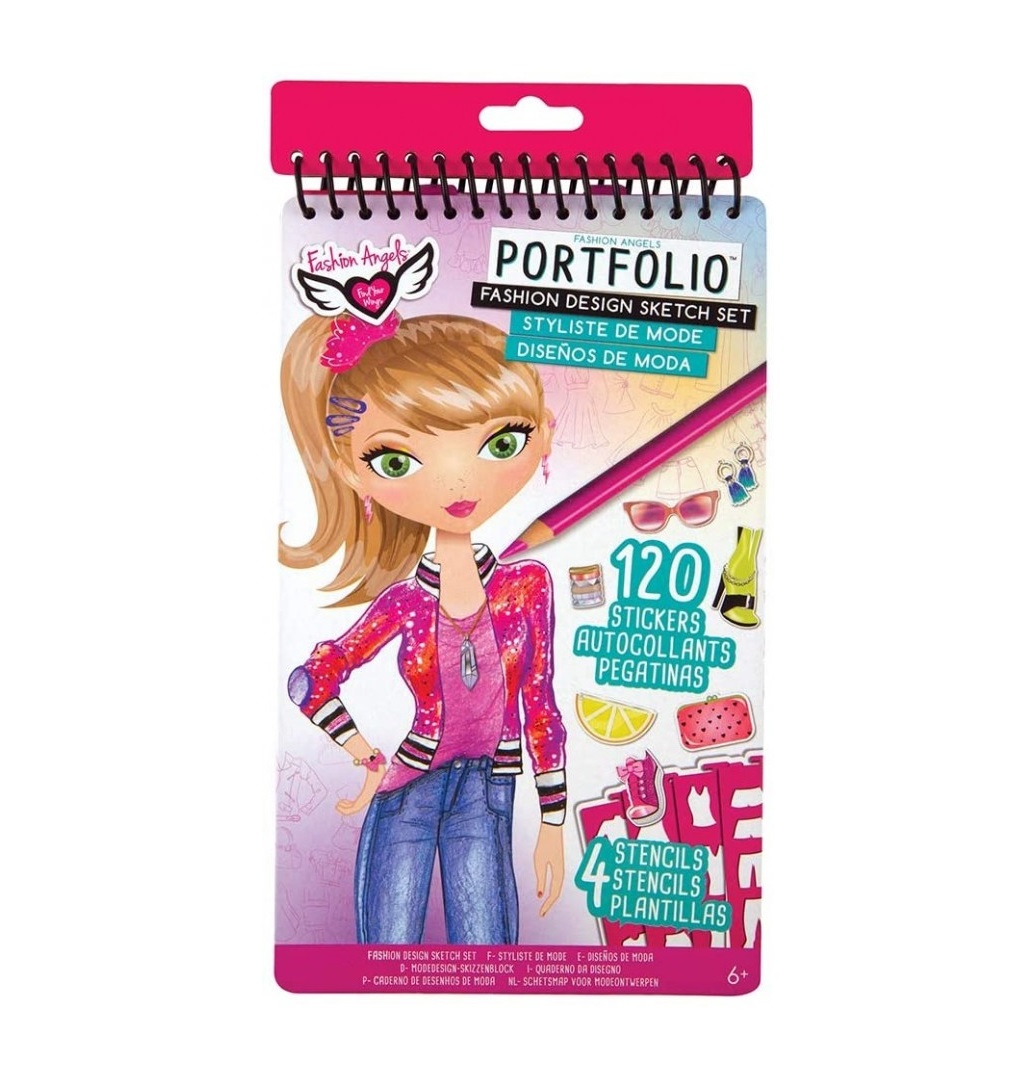 PORTAFOLIO COMPACTO PARA BOCETOS Y DISEÑOS FASHION ANGELS ROSADO - 1